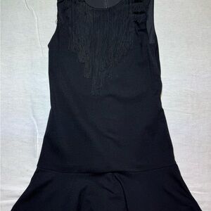 BCBGMaxAzaria “Nikko” Black Fringe Cocktail Dress Mini Size Small NWT